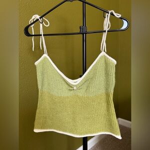 VINTAGE Green Knit Women's Top w/Pearl Detail size Small